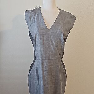 BOSS Hugo Boss Wool/viscose Grey Sleeveless Dress V-Neck Dress Size 6